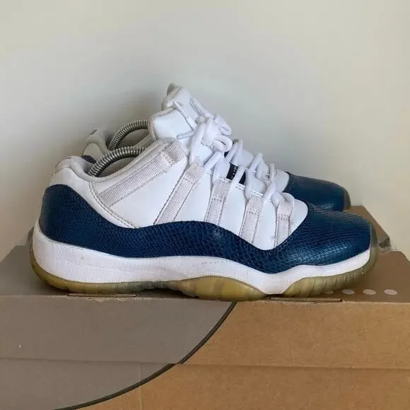 Nike Air Jordan 11 Retro Low Navy Snakeskin Kids Sneakers- 6 Y- 7.5 W - Picture 2 of 12
